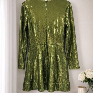 Sequin long sleeve green cocktail dress